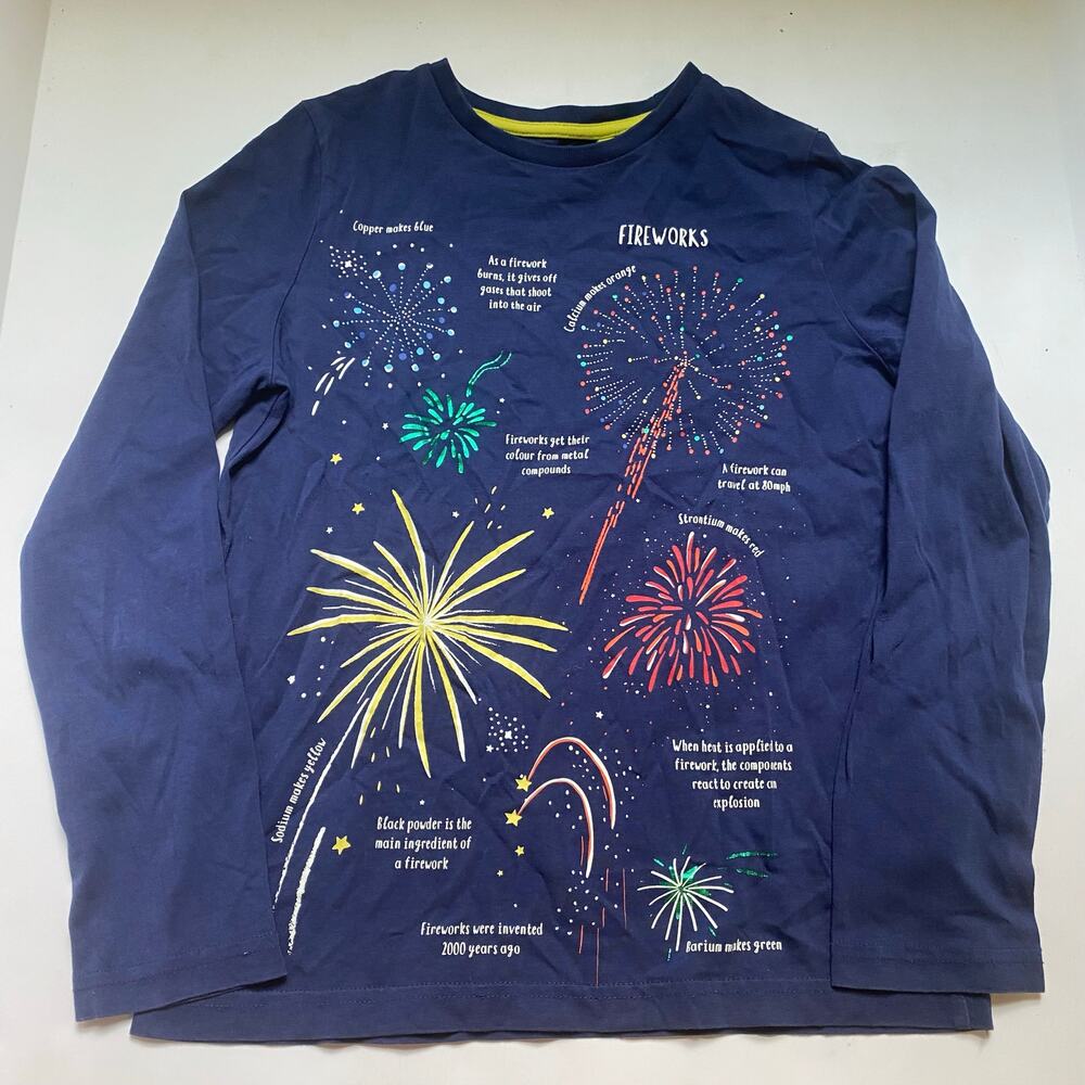 Mini Boden Navy Blue Glow In The Dark Firework Long Sleeve Shirt